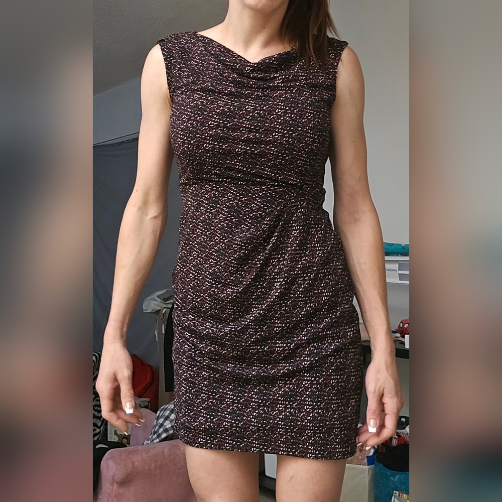 Ann Taylor Black and White Textured Midi Dress